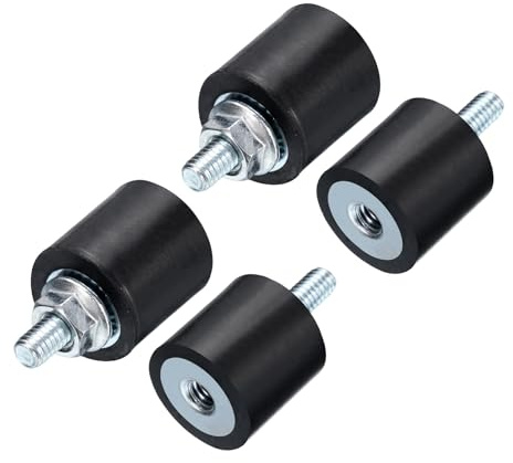 QUARKZMAN 4 Stück M4x10mm Gummipuffer mit Gewindebolzen 15x15mm | Männlich Weiblich Gummidämpfer Gummifüße Anschlagpuffer Schwingungsdämpfer Klimaanlage mit 4 Stück M4 Sicherungsmuttern