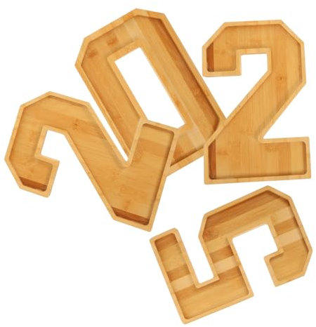 CIYODO Satz Holztablett in Zahlenform 2025 Befüllbares Wurstbrett Aus Holz Servierplatte Für Snacks