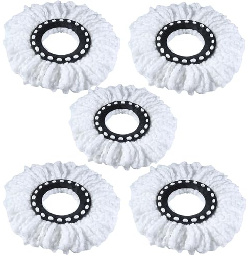 5 Pcs Mop Heads, Spin Mop Heads for Circular Swivel Mops, Universal Spin Mop Heads Replacement, Deep Clean, Mop Heads Replacement for Cleaning Office Indoor, Outdoor