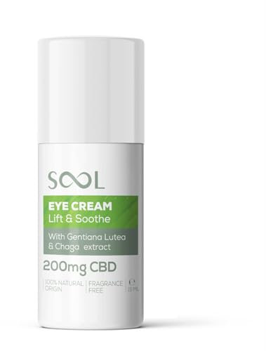 SOOL Crema Contorno Occhi Lift & Soothe 200 mg CBD, 15 ml | Formula Leggera per Occhiaie, Gonfiore e Borse sotto gli Occhi | Ingredienti 100% Naturali | Crema Nutriente e Idratante
