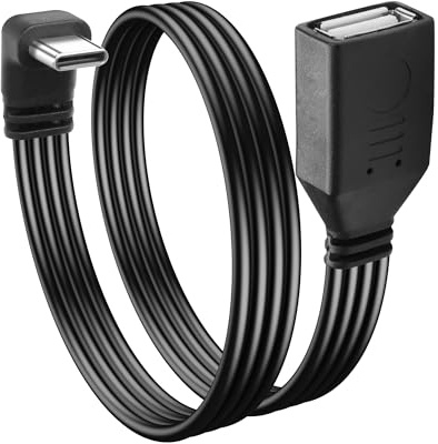 JSADZKJ Adaptador USB Tipo C a USB Hembra OTG Ángulo Recto 90 Grados Universal para Tablet, Flash Drive y Laptop 11.8in/30CM