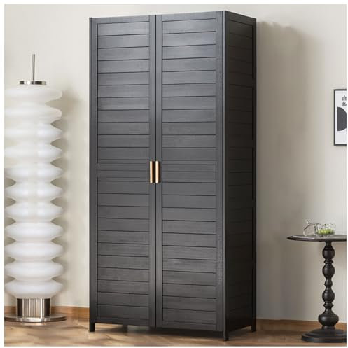 Lagerschrank mit 2 Türen, Garagenregalschrank, Werkzeugschrank für die Garage, Vorratsschrank für Büro, Haus, Garage, Turnhalle, Schule,Schwarz,80cm/32in