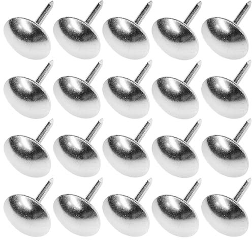 cyclingcolors 20x Chiodi a testa larga tondi chiodini puntine per tappezzeria 11mm cromo argento decorativo divano poltrona letto sedia rinnovamento, finitura nichel
