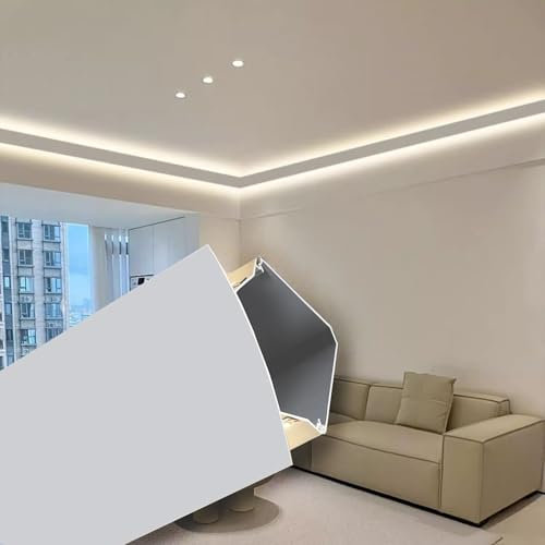 Corniche LED Plafond Éclairage de Moulure de Couronne de Canal à LED de 1,5 M de Long, Garniture D'éclairage à LED de Plinthe en Aluminium, Profil D'éclairage Indirect D'angle de Mur de Plafond