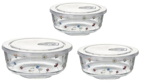 PRETYZOOM Cuencos De Vidrio con Tapa 3 Piezas Ensaladeras Fruteros Cuencos De Arroz Fácil De Limpiar Decoración para Hogar Restaurante