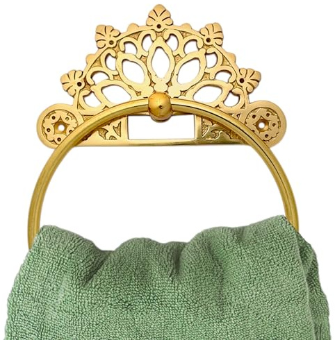 Victorian Towel Ring | Solid Brass |Brass Polished 6 inches | Hand Towel Hanger | Round Towel Holder for Bathroom, Toilet,Kitchen Accessories Handmade | Wall Mounted | Napkin Holder