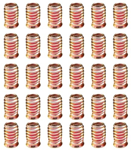 30 Pièces Insert Fileté pour Bois,Écrou Hexagonal à Visser en Alliage de Zingué,Douille Filetée pour Meubles en Bois,M5 x 10 mm,Kit d'Écrous à Tête Hexagonale