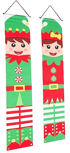 Garneck Coplas Navideñas De Dibujos Animados Letrero Navideño Para Porche Decoración De Jardín Para Fiestas Navideñas Pareado De Poliéster Impreso Adorno Para Fiesta Al Aire