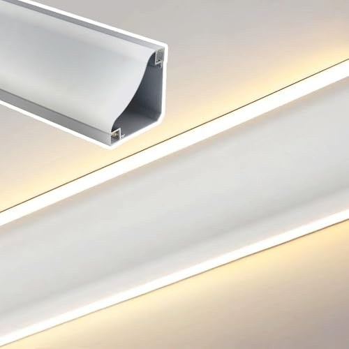 Ceiling Crown Molding Spotless LED Diffuser Channel, Aluminum Double Light Bar Channel Lighting Coving, Drywall Wall Ceiling Indirect Lighting Profile(79ft(24m))
