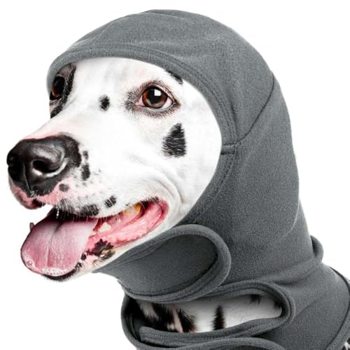 XFSRG Casque Anti Bruit Chien en Polaire Douce Casquette pour Chien avec Cache Oreille Snood pour Réduction de Bruit et Soulagement de l'Anxiété Accessoires Textiles pour Chiens (L)