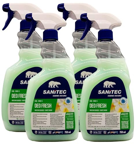 Profumatore Spray Per Ambienti DEO FRESH, Con Tecnologia Elimina Odori. Disponibile In Diverse Profumazioni 750ml (4 Spray, MUSCHIO BIANCO)