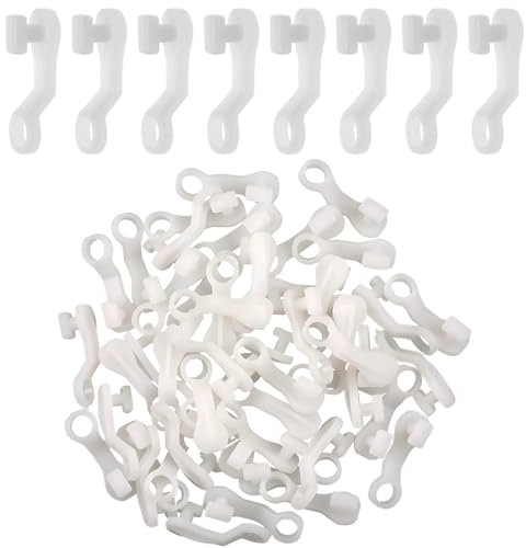 120 Pieces Curtain Track Gliders, White Plastic Curtain Hooks for Smooth Sliding, Universal Rail Gliders Compatible with Most Curtains Rails, Ideal for Home Office and Rental Properties