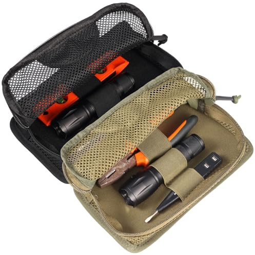 2 Stück EDC Pouch 23x13x5cm Nylon EDC Tasche für Herren, Werkzeugtasche Klein mit Atmungsaktives Mesh und Riemen Multitool Taschen für Taschenlampe, Schraubenschlüssel, Zange, Camping Wandern