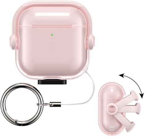 kwmobile Cover per Apple Airpods 4 Case - Custodia per Apple Airpods 4 - Cuffie In Ear - Protezione Auricolari Completa - rosa antico/trasparente