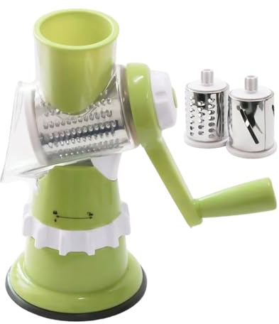 Rallador de queso rotativo - Cortador manual de verduras, trituradora de tambor, máquina de corte hecha de acero inoxidable duradero | Utensilios de cocina de manivela para queso, nueces, zanahorias