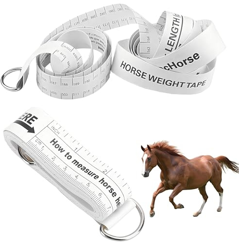 Denipry 2 nastri di misurazione del peso del cavallo, 2 m, nastro di misurazione della vita del cavallo nastro di misurazione del peso e dell'altezza del cavallo portatile a doppia scala per la