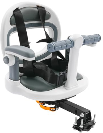 Susoso Siège de vélo pour enfant, siège de vélo, siège bébé avant avec arceau de sécurité et pédale, siège enfant pour enfants de 6 mois à 8 ans, jusqu'à 80 kg (blanc clair)