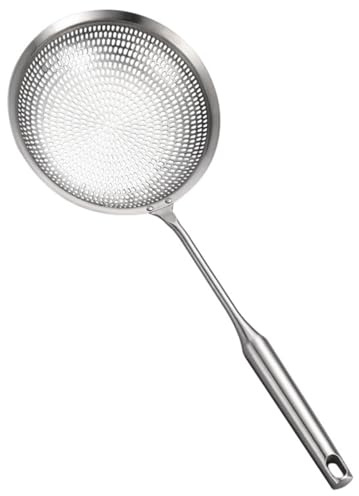 BESPORTBLE Passoire à Friture en Acier Inoxydable 304 Cuillère Tamis à Huile 14 CM Passoire à Mailles Fines pour Égoutter Frites Légumes et Wontons Ustensile la Cuisine Résistant à la