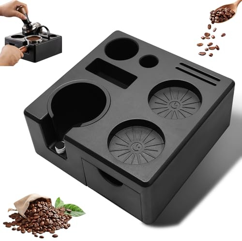 Yunkctuk Tamper Station, Altura Ajustable de 51-58mm, Estación de Tamping de Café, Base Antideslizante, Soporte de Apisonamiento de Espresso, Accesorios de Barista