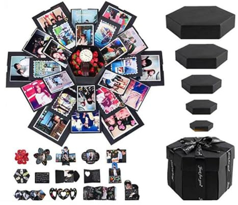 Caja de regalo de explosión de 5 capas, caja de explosión de Navidad con cinta de lazo, cajas de álbumes de recortes hechas a mano, contenedor sorpresa creativo para aniversario, Navidad, festival