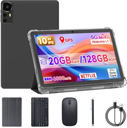 ICONLINK 10 Inch Tablet Android 15 Tablets with Case 4+16GB RAM+128GB ROM, 6000mah Battery 10 in Android Tableta, 2MP+8MP Dual Camera 10.1'' IPS HD Touch Screen Tab (Black+Keyboard)