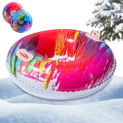 Aufblasbare Schneereifen mit 2 Griffen, 87 cm/34,25 Zoll Verdickter Snow-Tube-Schlitten, Heavy Duty Schneeschlitten für Kinder, Aufblasbarer Rodel für Erwachsene, für Wintersport,Rodelbahn,Schneefeld