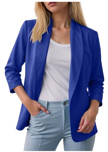Generico Blazer Donna Maniche Slim Fit Maniche Lunghe Tuta con Risvolto Giacca Ufficio Business Tasche Stile Casual Classico Curvy Cappotti Ufficio Elasticizzate Giubbotto Bottoni Jacket Taglie Forti