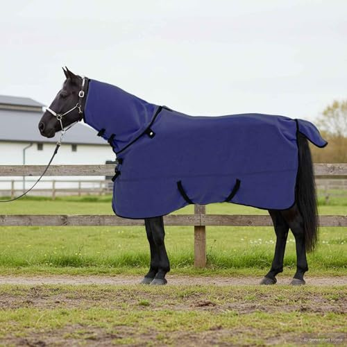 Pferdedecke 145 cm aus robustem Polyester Marineblau - Warme Winterdecke für Pferde im Außenbereich