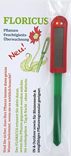 Floricus NEU Rot (lang) - in peppiger Hülle - div. Farben - keiner reagiert schneller - Perfekter Solar-Feuchtigkeitsmesser/Gießanzeiger für Ihre Pflanzen - IN- und Outdoor geeignet