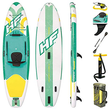 Bestway 65310 - Tabla Paddle Surf Hinchable Hydro-Force Freesoul Tech 340 x 89 x 15 cm con Remo, Asiento, Bomba y Bolsa
