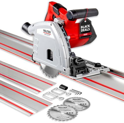 WALTER Tauchsäge 1200W – Präzise und Tiefe Schnitte bis 56mm, Kipp- und Absenkbarer Motor, Inklusive Führungsschienen und Zubehör, Ideal für Filigrane Zuschnitte