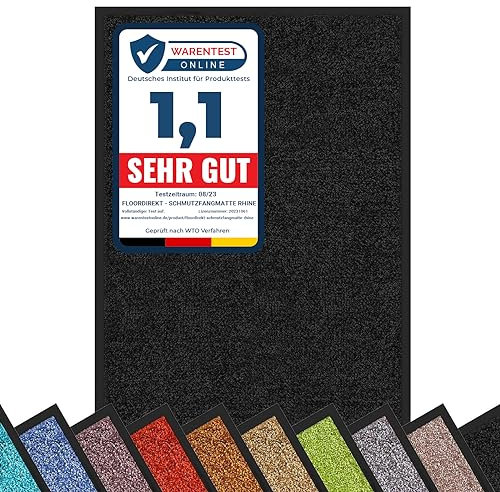 Schmutzfangmatte Rhine, Fußmatte, Türmatte für Eingangsbereich, Fußabtreter, Türvorleger, Sauberlaufmatte (120x180 cm, Schwarz)