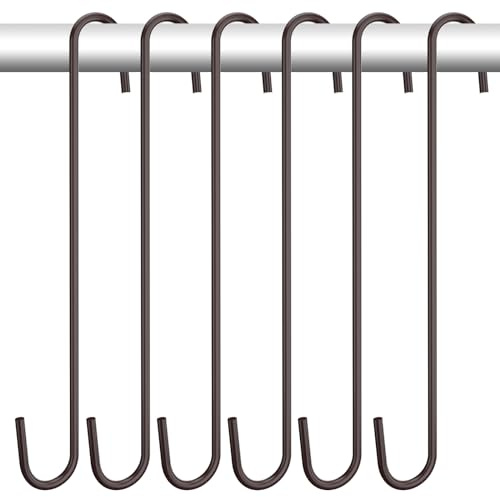 6 Pack heavy duty s hooks,Brown strong metal big hooks for hanging plants or large items as potted plants,garden tools,bird cages,animal feeders