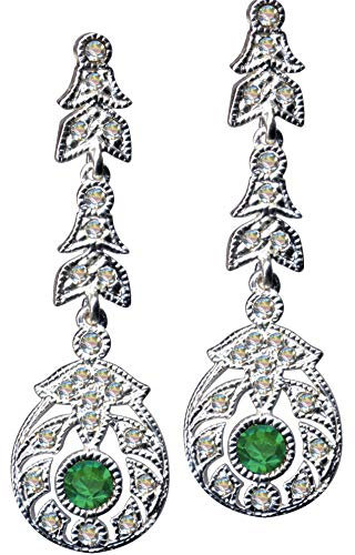 OHRRINGE/Echt Silber 925 mit Zirkonia/Jugendstil Design/Steinfarbe: transparent weiss grün/modern extravagant/Online Shop Schmuck kaufen / 58018