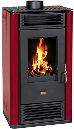 Prity Kaminofen K3 GT Bordeaux - Metall, 8.1kW, Holz, Dauerbrandfähig, 81 sqm, Hoher Wirkungsgrad, Freistehend, Rot