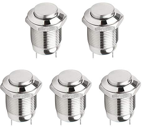ETOPARS 5 X 12mm Metall Druckknopf Schalter Wasserdichter Verriegelungs Kippschalter EIN AUS 2Pin 3A 250V Runden Hoher Kopf Wippschalter