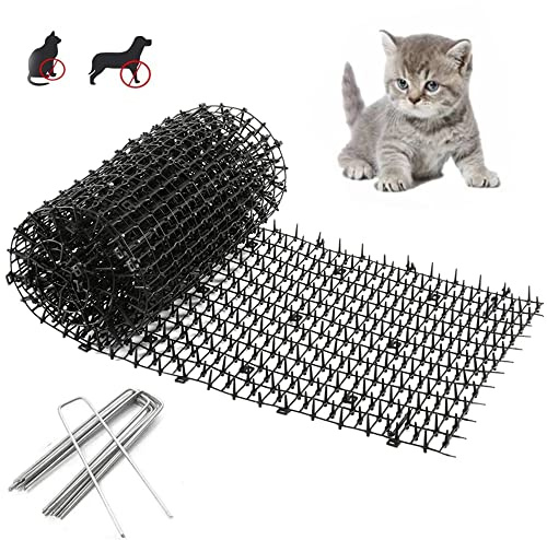 Tappetino Anti Gatto,Tappetino Repellente per Gatti, Dissuasore Gatti con Punte,con 8 pioli,Plastica Rete Spinata per Animali Selvaggio Protezione delle Piante da Giardino all'aperto 200 * 30 cm