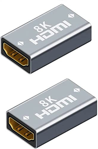SHANFEILU Cable de extensión adaptador HDMI hembra a hembra 8K HDMI 2 piezas | Conector 8K 3D HDR de aleación de aluminio para HDTV, PC, monitor, proyector, portátil