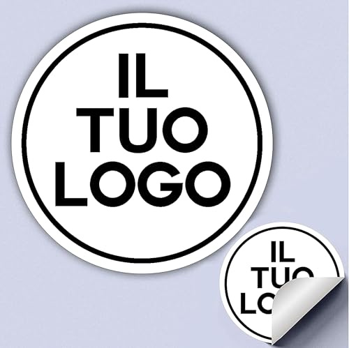 100 Adesivi, etichette personalizzati - PERSONALIZZALO QUI - Etichette aziendali - logo azienda - Carica logo, immagine, foto - Adesivo negozio, ufficio (3 cm)