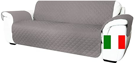 Moonange Housse de canapé 3 Places avec accoudoirs et Assise 165 cm. Imperméable, réversible, antidérapante, Relaxation, Anti-Taches, Anti-Rayures, Chiens, Chats, Moderne, Taupe foncé