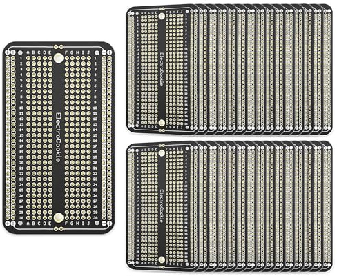 ELECTROCOOKIE PCB Prototype Board Solderable Breadboard for DIY Electronics, Compatible for Mini Arduino Soldering Projects, Gold-Plated (30 Pack, Black)