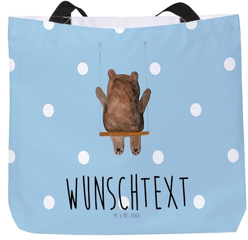Mr. & Mrs. Panda Personalisierter Shopper Bär Schaukel - Personalisierte Geschenke, Verlust Trauer Trauergeschenk Traurig Trösten Trost Liebeskummer Liebe Verliebt, Ausflug, Schultertasche, Teddy, XL