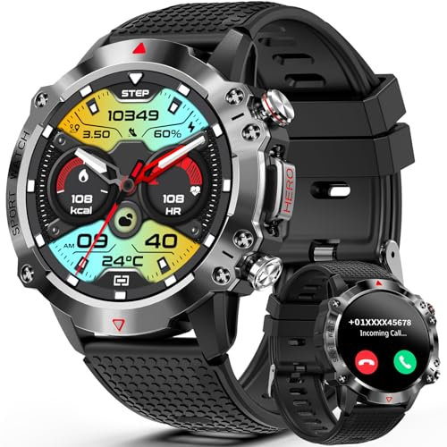 GedFong Smartwatch Herren mit Telefonfunktion, 1.39 Touchscreen Fitness Tracker, 450mAh Fitnessuhr Herren mit 100+ Sportmodi, Schrittzähler, Schlafmonitor, Uhr für Android iOS