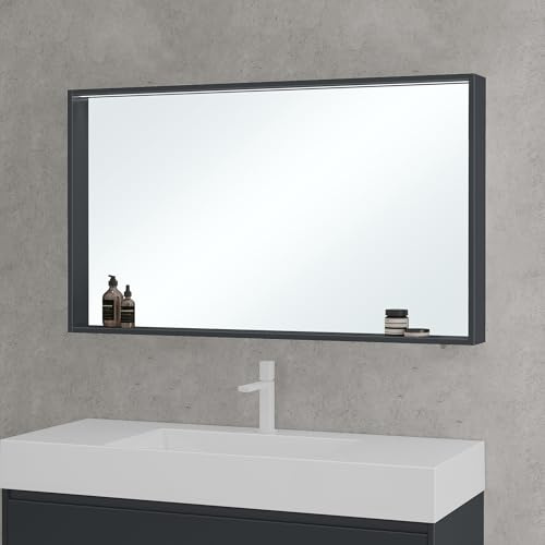 Mai & Mai Spiegelschrank Bad mit Beleuchtung Hängeschrank 120x12x70 cm | Badezimmerschrank Badezimmerspiegel Anthrazit matt, 5mm Kupferfreier HD Silber-Spiegel, Spiegelschrank-01