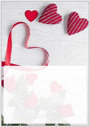 Briefpapier mit Herzen DIN A4 - Papier mit Herzchen - 20 Blatt - Motiv Nr. 023 | 120g/m²