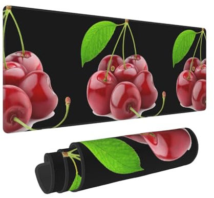 FAIRAH Fresh Cherry bedrucktes übergroßes Gummi-Mauspad mit starker Haftung, rutschfest und verschleißfest