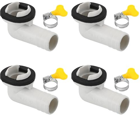 PATIKIL 15mm Klimaanlagen-Abflussschlauchverbinder, 4 Stück Universal-Abflussverbinder mit Klemmschelle für Mini-Split-Fenster-Klimaanlagen, weiß, Stil 10