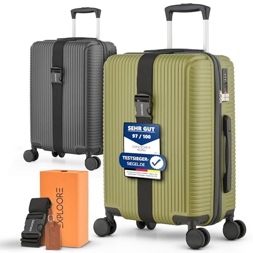 EXPLOORE Handgepäck Koffer 55x40x20cm Trolley, Leichter Robuster Hartschalenkoffer aus ABS-Material mit TSA-Schloss, Reisekoffer mit Rollen, ideal als Koffer handgepäck, Matcha-Grün