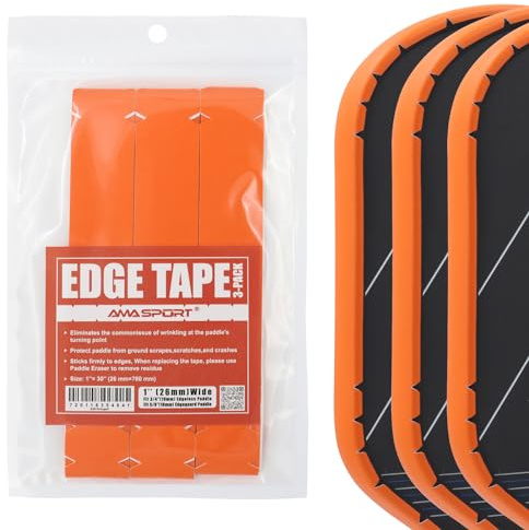 PICKLETECH Pickleball Paddle Protection Tape Orange - Paddle Head Edge Guard - Racket Edge Protection Tape -Fit Perfectly Curved Edge -No Wrinkling Pizzazz Contrasty Colors