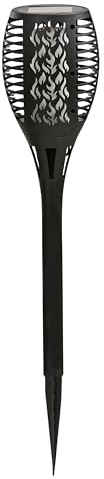 Dehner Solarleuchte Flammenfackel Nura, Lichtfarbe warmweiß, Ø 10 cm, Höhe 50 cm, Kunststoff, schwarz